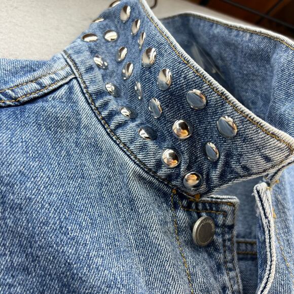 Blank NYC Denim Jean Jacket Women's Size Small Studding Preppy 90s Rocker Barbie - Picture 4 of 11